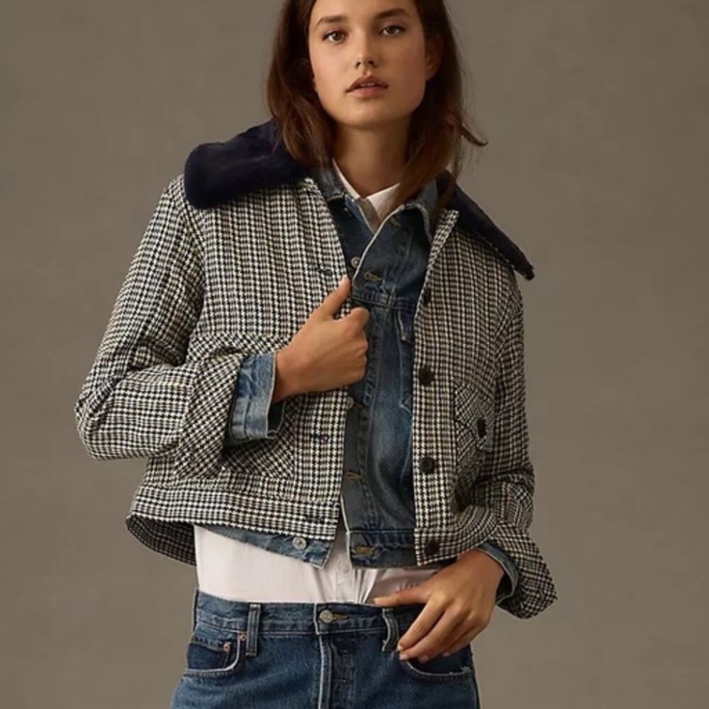 Anthropologie Black and White Checkered Jacket